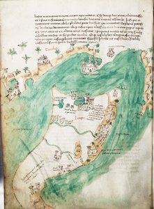 Kaart van Kos en Bodrum, ca. 1420 (perkament)