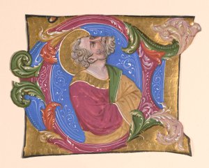 Baardige Heilige in een Initiaal door Cristoforo Cortese