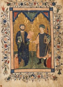 Sint Marcus de Evangelist en Sint Sinibaldus vereerd door leden van een lekenbroederschap door Cristoforo Cortese