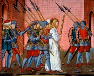 Verlichting die Christus toont opnieuw gebracht naar Pilatus, Codex De Predis
