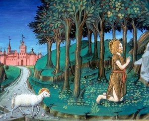 Johannes de Doper bidt voor de poorten van de stad. 1476 door Cristoforo De Predis
