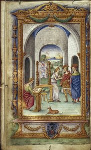 Penelope schrijft, Telemachus en Laertes Illustratie voor De Heroides van Ovidius, 1485-1499 door Cristoforo Majorana