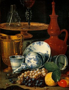 Stilleven met schalen en fruit