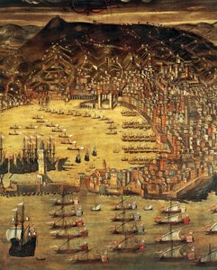 Uitzicht op Genua en zijn haven