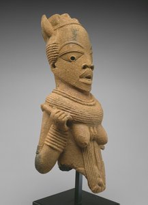 Hoofd en torso van een vrouwelijke figuur, Jos Plateau regio, Nigeria, 500 v.Chr.-200 n.Chr. (aardewerk) door Culture Nok