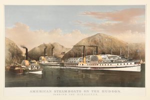 Amerikaanse stoomschepen op de Hudson