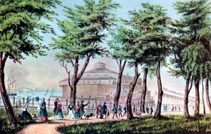 Castle Garden vanaf de Battery, New York, 1848 door Currier and Ives