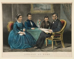 Lincoln Thuis door Currier and Ives