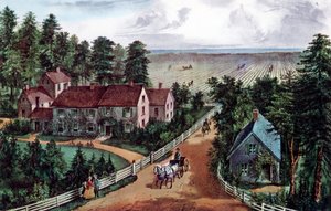 Het huis van de westelijke boeren, 1871 door Currier and Ives