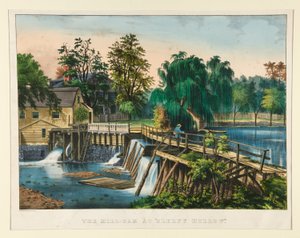 De molendam door Currier and Ives