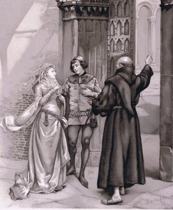 Enter Friar Laurence en Romeo, illustratie uit Romeo en Julia