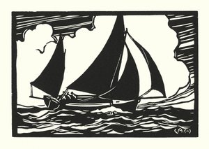 Vissersboten en schuiten: Falmouth Quay Punt door Cyril A. Wilkinson