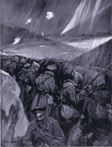 Bulgaren belegeren Adrianopel 1912-1913, illustratie uit Hutchinsons History of the Nations VOL 4 c.1920s door Cyrus Cuneo