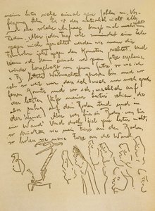 Manuscript van Franz Kafka, ca. 1910 (inkt op papier) door Czech School