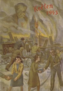 Mensen in Praag helpen elkaar en vechten in mei 1945 door Czech School