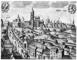 Uitzicht op Praag met het Keizerlijk Paleis en het Theologisch College, c.1618 door Czech School