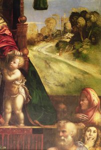 Detail van polyptychon, toont rechter achtergrond door D. and Garofalo Dossi