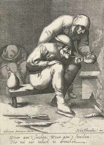 Rokende man, met achter zich een vrouw door D. van den Bremden