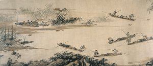 Vissers op een Herfstrivier, Ming-dynastie, 15e eeuw