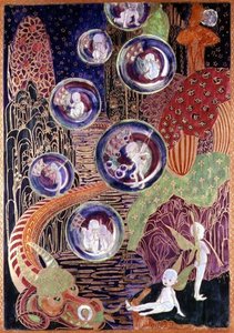 Wedgwood Fairyland lustre plaquette, ca. 1917 door Daisy Makeig Jones