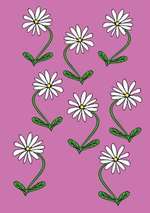 Madeliefjes herhalen roze achtergrond (digitaal) door Daisy de Villeneuve