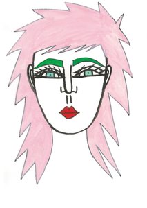 Shaggy roze haar, 2024 (pen met verf op papier) door Daisy de Villeneuve
