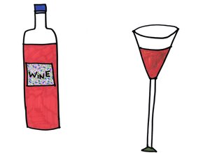 Wijn  glas (viltstift op papier) door Daisy de Villeneuve