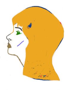 Geel hoofd,2017 (viltstift op papier) door Daisy de Villeneuve