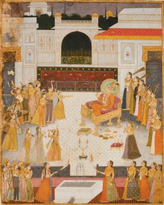 Een avondvoorstelling voor Maharaja Abhai Singh door Dalchand
