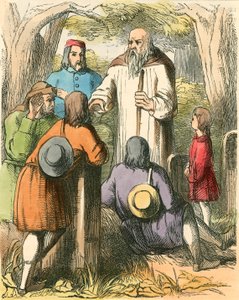 Dick Whittington luistert naar de dorpelingen door Dalziel Brothers