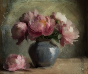 Roze pioenrozen door Dan Hobday