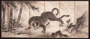 Tijger [links van het paar Draak en Tijger], midden 16e eeuw door Dōan Yamada