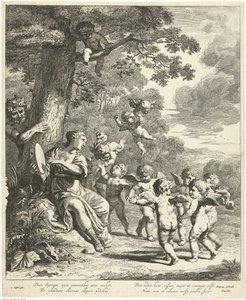 Pan en Syrinx met dansende putti door Dancker Danckerts