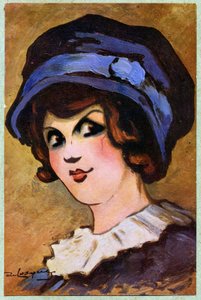 De Franse actrice Eve Lavalliere. Illustratie door Daniel de Losques in: Je Sais Tout (tijdschrift), Frankrijk, okt. door Daniel (1880 1915) de Losques