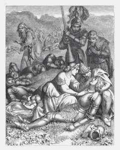 Illustratie voor Tennysons gedicht, De Prinses door Daniel (after) Maclise