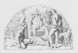 Shakespeare, De Rechter (gravure) door Daniel (after) Maclise