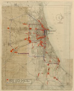 Plan van Chicago, Chicago, Illinois, Spoorcircuit Diagram, 1909