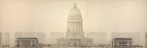 Plaat 131 uit Het Plan van Chicago: Chicago. Verhoging toont de groep gebouwen