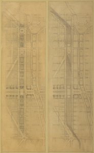 Plate 79 2 Tekeningen uit Het Plan van Chicago: Voorgestelde Locatie en Indeling door Daniel Burnham