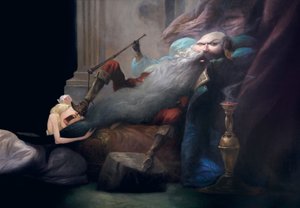 En zij smeekte hem haar in leven te laten, uit Blauwbaard door Charles Perrault (1628-1703) door Daniel Cacouault