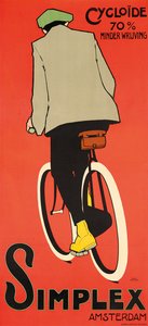 Een poster die Simplex Amsterdam fietsen adverteert