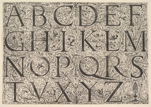 Romeins majuskelschrift, ca. 1520 door Daniel Hopfer