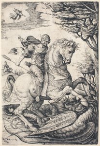 Heilige Joris te Paard die de Draak Doodt door Daniel Hopfer