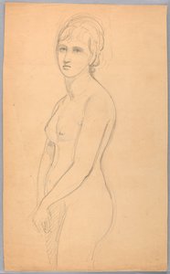 Tekening, staand vrouwelijk naakt, 1860-70 door Daniel Huntington