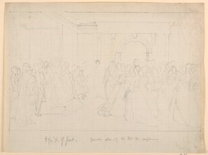 Tekening, Algemeen plan voor Martha Washington-receptie, 1860 door Daniel Huntington