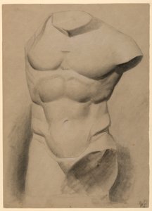 Tekening, Mannelijke torso van een gips, 1840 door Daniel Huntington