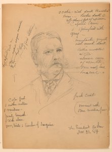 Tekening, President Chester Alan Ar, 21 november 1884 door Daniel Huntington
