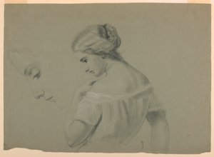 Tekening, profiel van vrouwenkop a, 1840-70