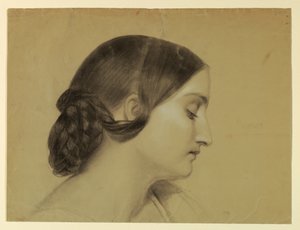 Tekening, Profiel van een vrouw met een gevlochten knoop, ca. 1845 door Daniel Huntington