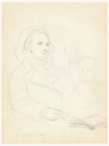 Tekening, Schetsen voor "Les van Liefde" en portret van Peter Richards, Jr., 1849 door Daniel Huntington